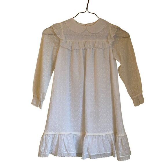 VTG Nicole Dorissa Int Country Girls Dress Boho Embroidered Ruffled White 7 - Picture 1 of 5